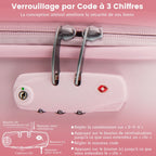 Bagage À Main 20" Avec Roulettes Valise Coque Rigide En PC Avec Poignée Réglable En Hauteur Approuvé Par Les Compagnies Aériennes Bleu/Rose