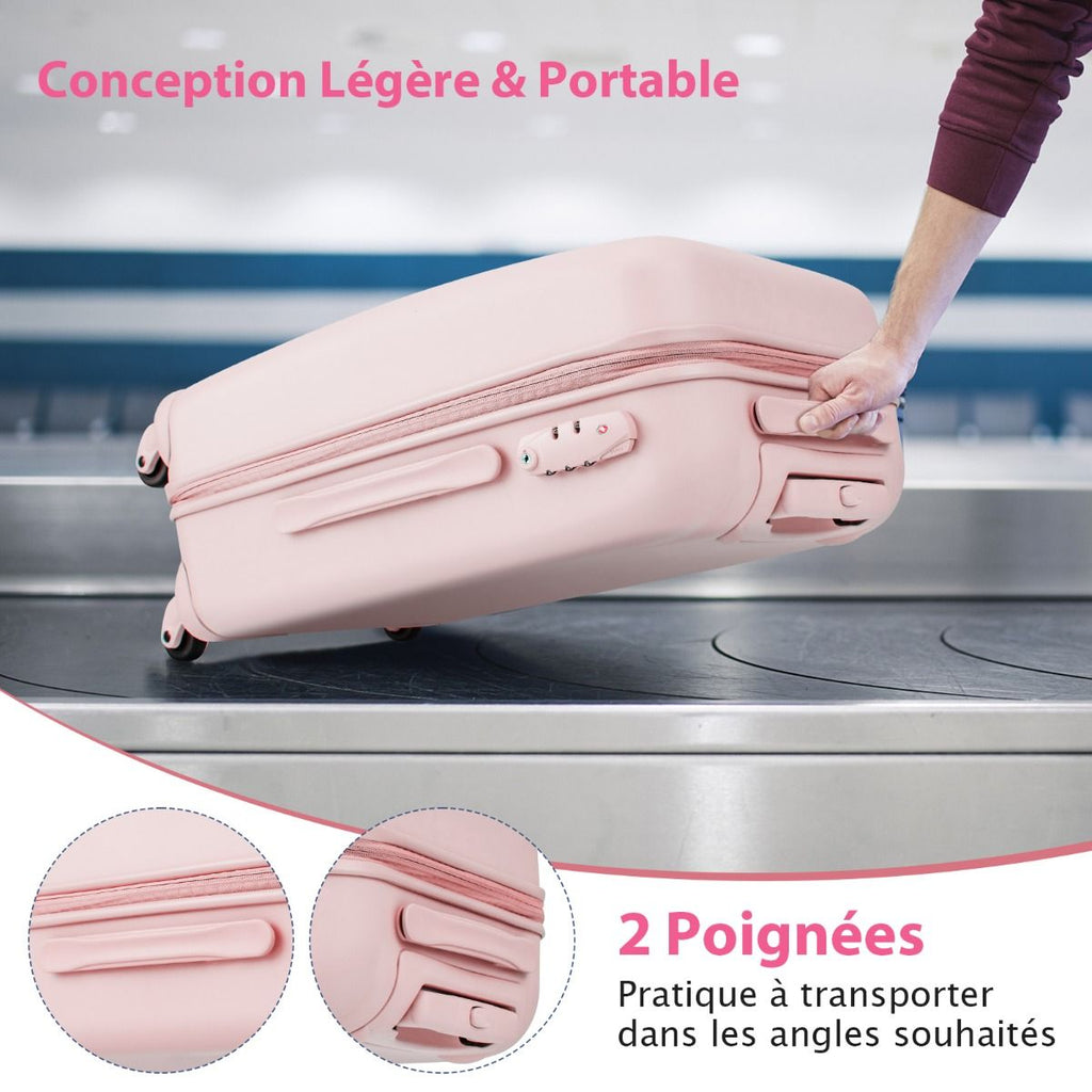 Bagage À Main 20" Avec Roulettes Valise Coque Rigide En PC Avec Poignée Réglable En Hauteur Approuvé Par Les Compagnies Aériennes Bleu/Rose